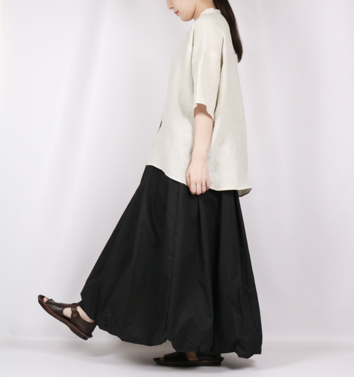 画像13: nachukara  東炊きリネン バンドカラーブラウス  2色 (13)