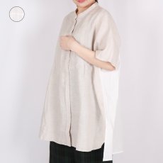 画像1: blue willow  リネン後ろ別布切り替え チュニック　2色 (1)