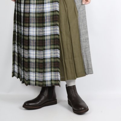 画像3: O'NEIL OF DUBLIN　IRISH LINEN PATCHWORK LOW WAIST PLEATS WRAP SKIRT LENGTH 80cm (WITH PIN)　2色