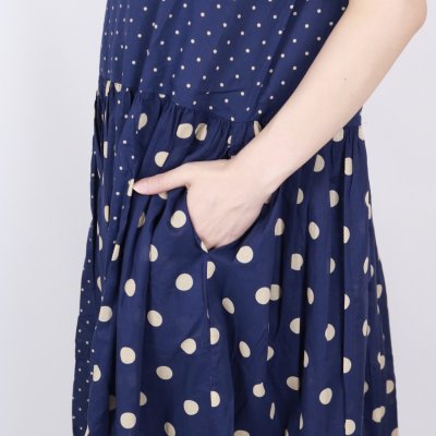 画像2: SOIL  80s COTTON VOILE DOT PRINT(PATCHWORK) BOAT NECK DRESS 