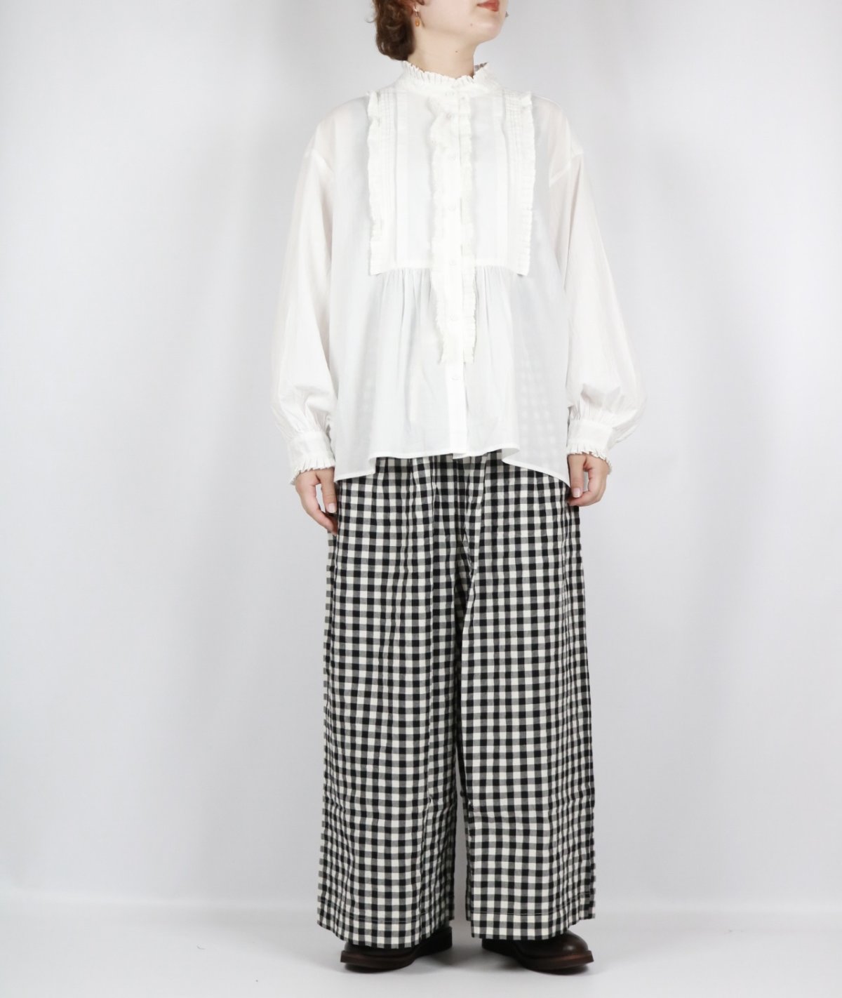 画像5: tumugu: ふわふわコットンタックフリルブラウス 2色 (5)