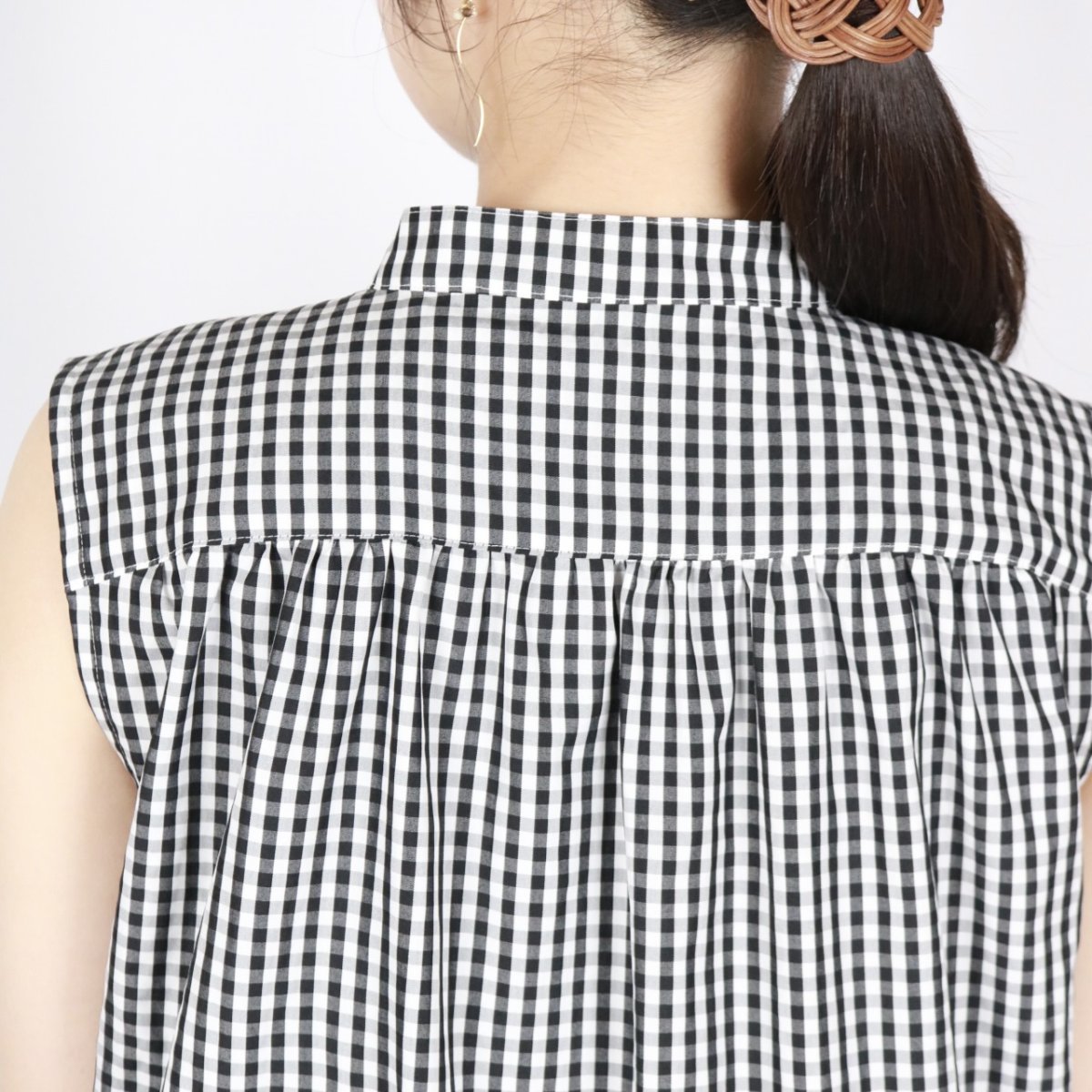 画像17: Vent d'ouest ギンガムチェッククールマックスノースリーブシャツ　2色 (17)