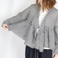 画像7: maison de soil  HANDWOVEN COTTON/SILK GINGHAM CHECK FRILL CASHE COUER  2色 (7)