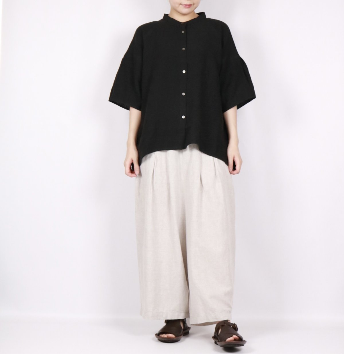 画像26: nachukara  東炊きリネン バンドカラーブラウス  2色 (26)