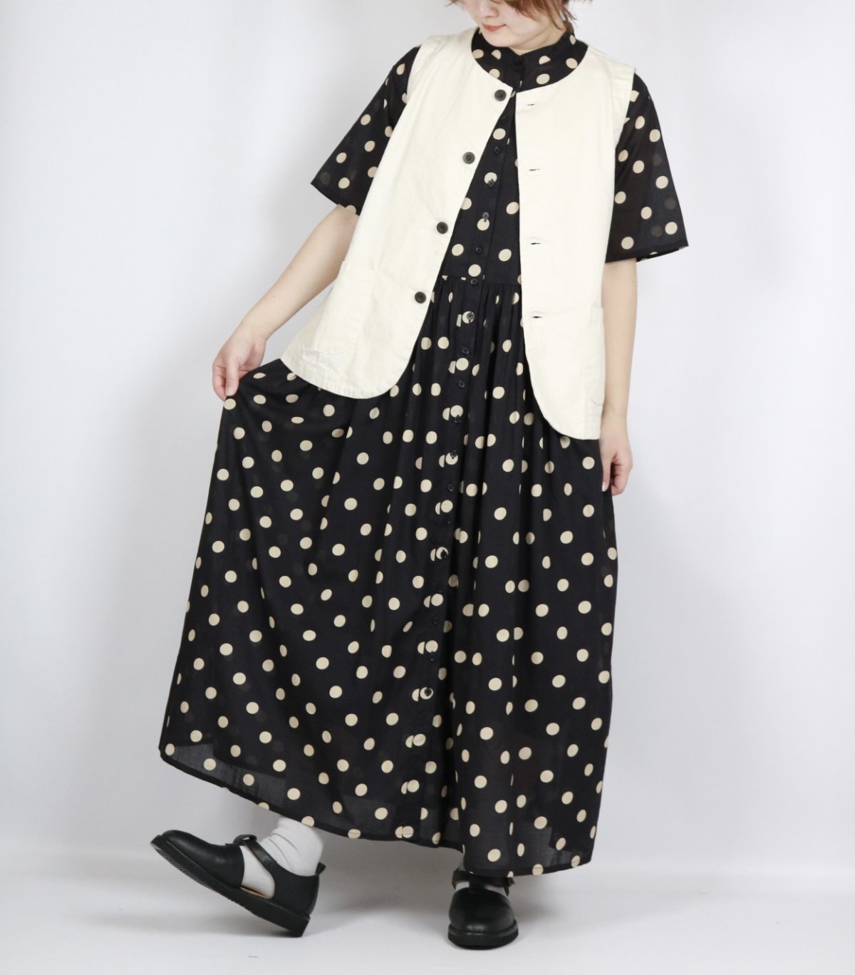 画像19: NARU 8ozムラデニムフロントボタンベスト　4色 (19)