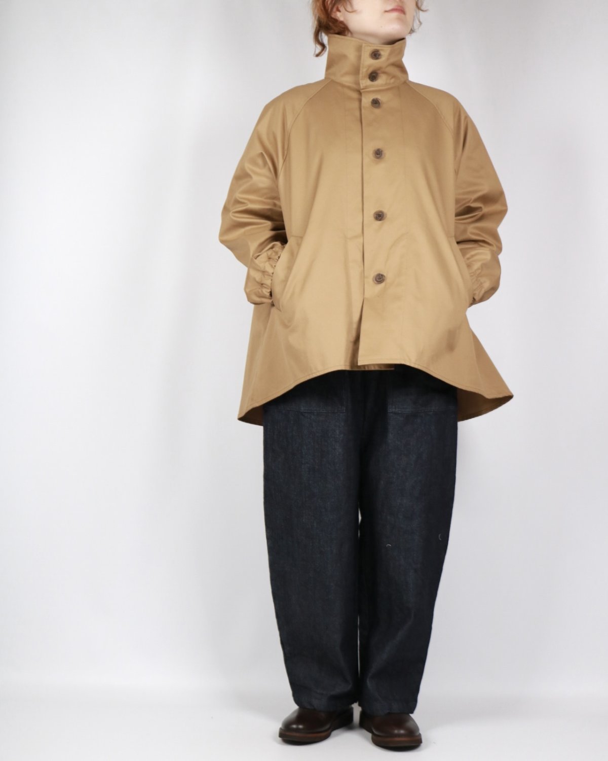 画像5: NARU 40/2コットンギャバ ショートトレンチコート　2色 (5)