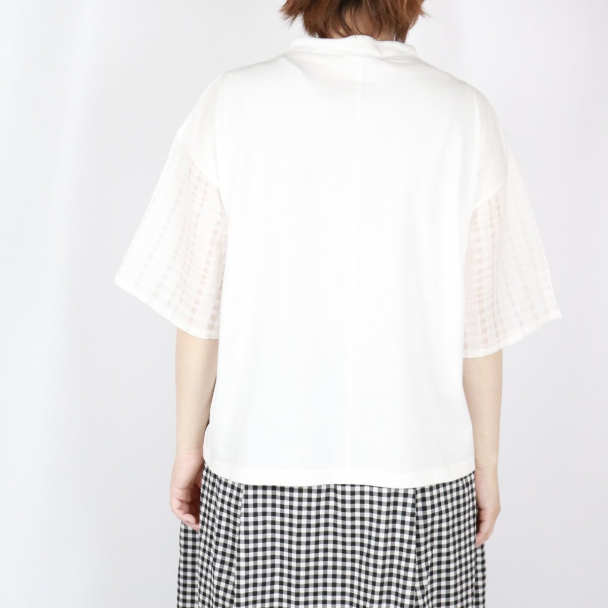 画像4: nachukara ナチュラル天竺袖コンビTシャツ　2色 (4)