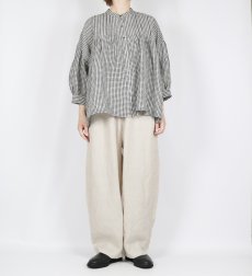 画像5: SOIL  60s LINEN CHECK BANDED COLLAR 3/4SL PINTUCK SHIRT (5)