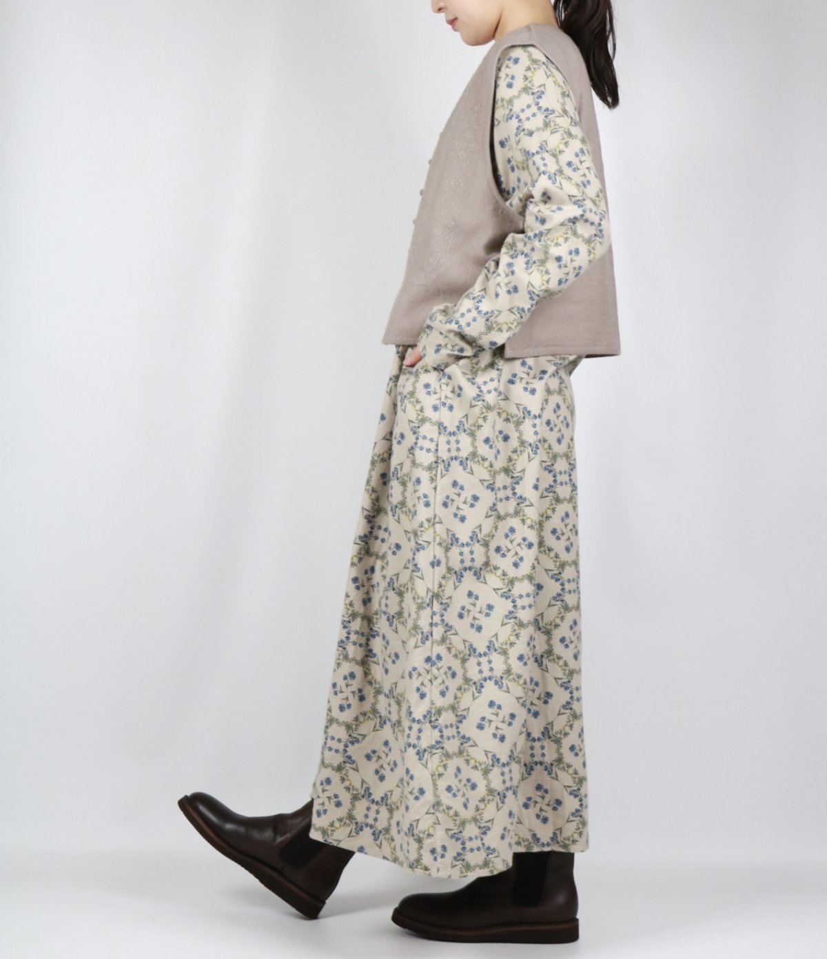 画像11: NARU   20ビエラ起毛バイアス花柄 ワンピース   (11)