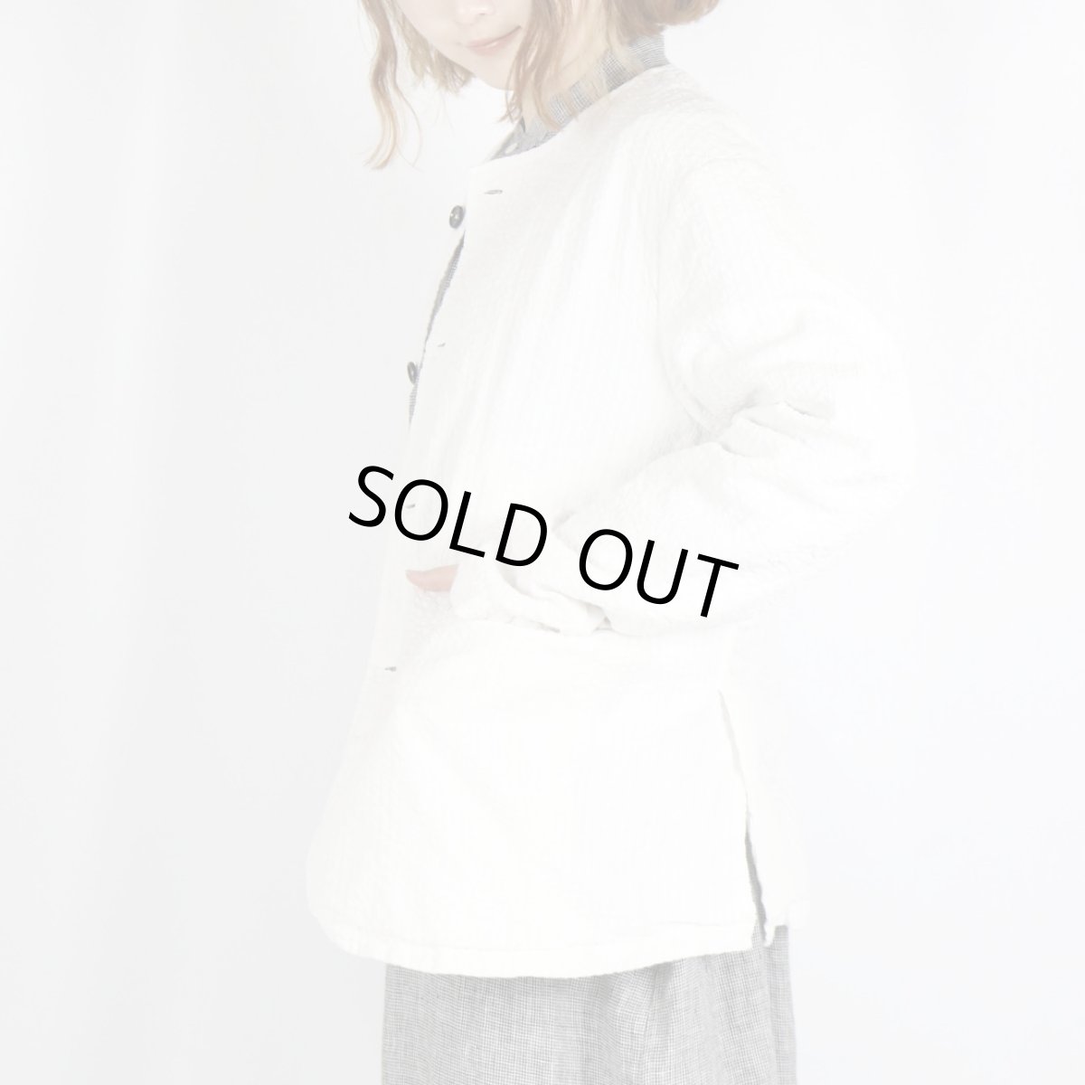 画像20: Vas-y Lentement　SEERSUCKER PLAIN OVERDYE SIDE VENTS NO COLLAR JACKET　2色 (20)