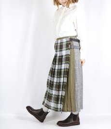 画像6: O'NEIL OF DUBLIN　IRISH LINEN PATCHWORK LOW WAIST PLEATS WRAP SKIRT LENGTH 80cm (WITH PIN)　2色 (6)