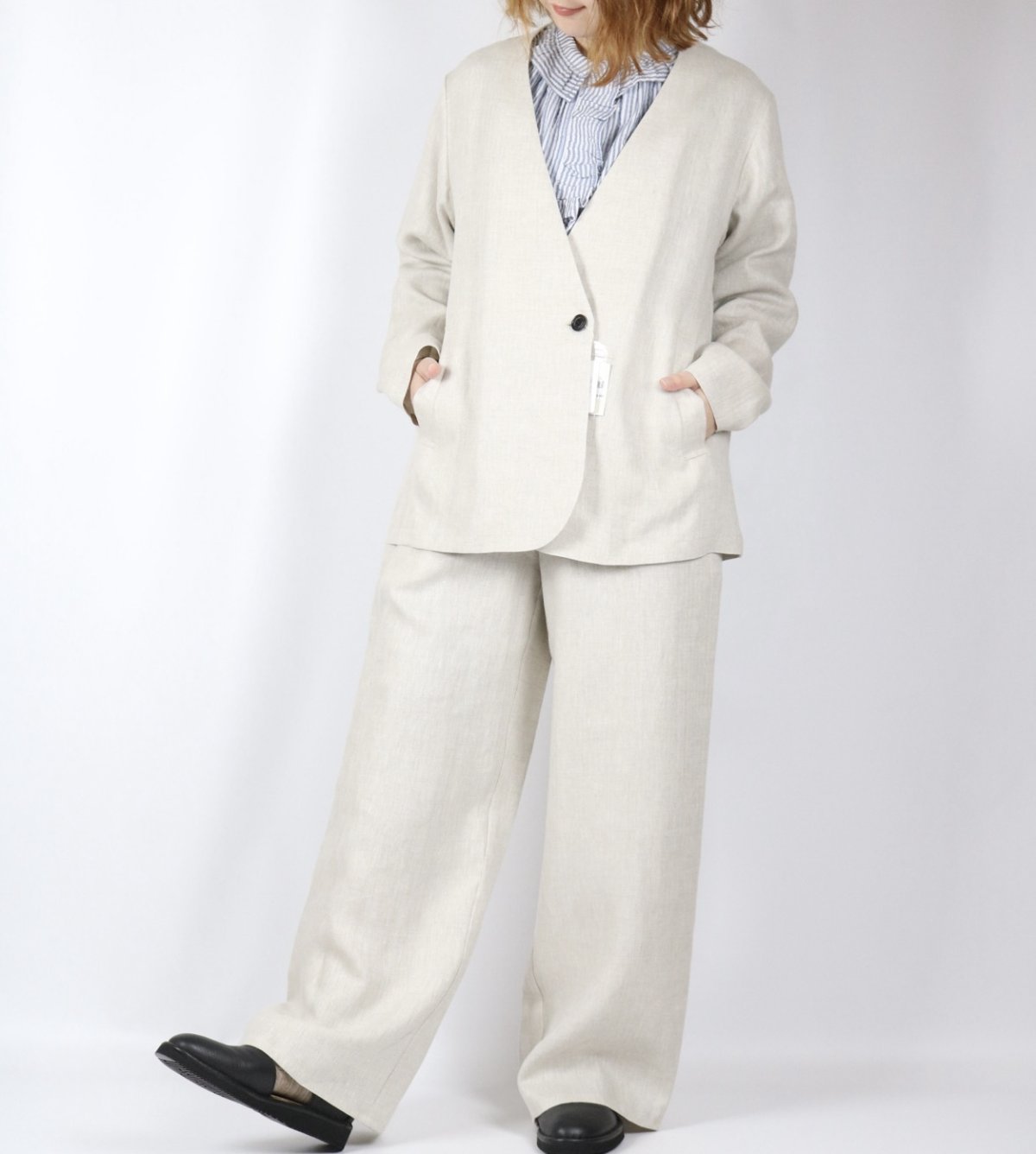 画像10: Michel Beaudouin リネンへリンボンジャケット 3色 (10)