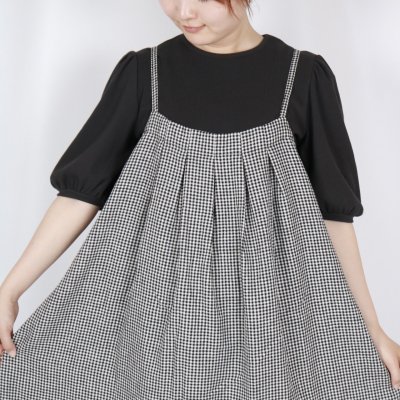 画像1: blue willow コットンリネンタックリボンキャミワンピース