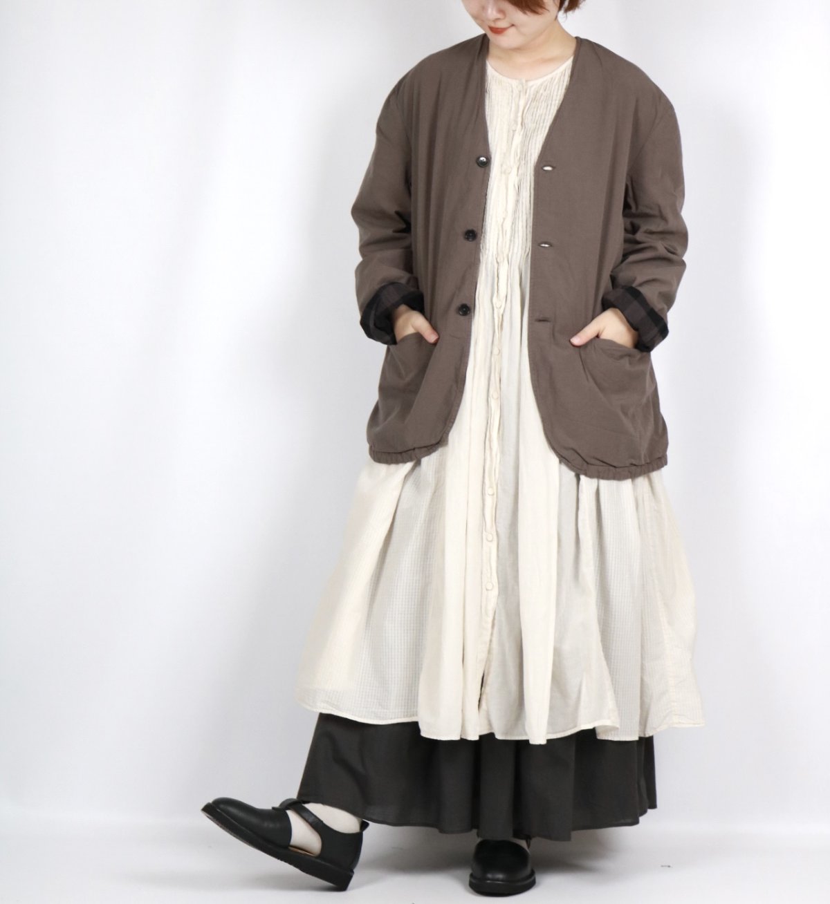 画像19: maison de soil     60s ORGANIC CAMBRIC PLAIN PINTUCK FLARED SKIRT 　2色　２サイズ (19)
