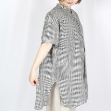 画像2: SOIL  60s LINEN CHECK BANDED COLLAR 3/4SL TUNIC (2)