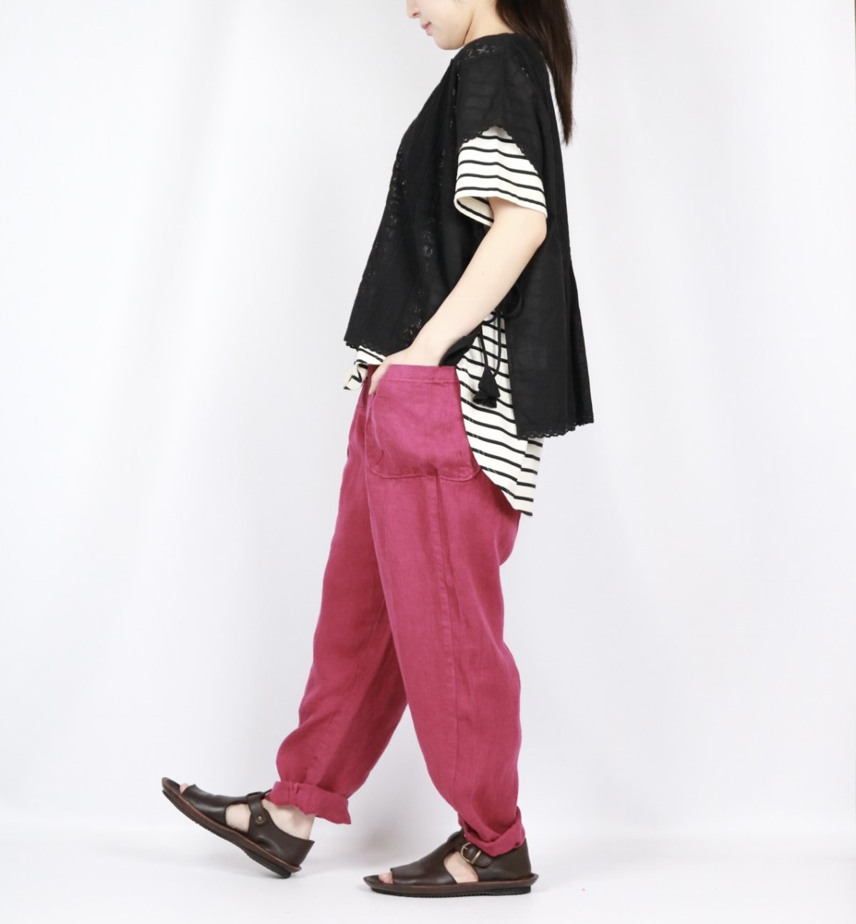 画像22: tumugu:　ソリトリネン イージーパンツ　3色 (22)