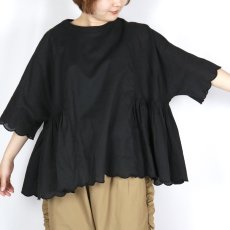 画像13: tumugu:　スカラップ刺繍 コットンリネンボイル 5分袖プルオーバー　3色 (13)