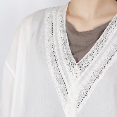 画像1: SOIL   VOILE LACE V-NECK LACE S/SL PULLOVER