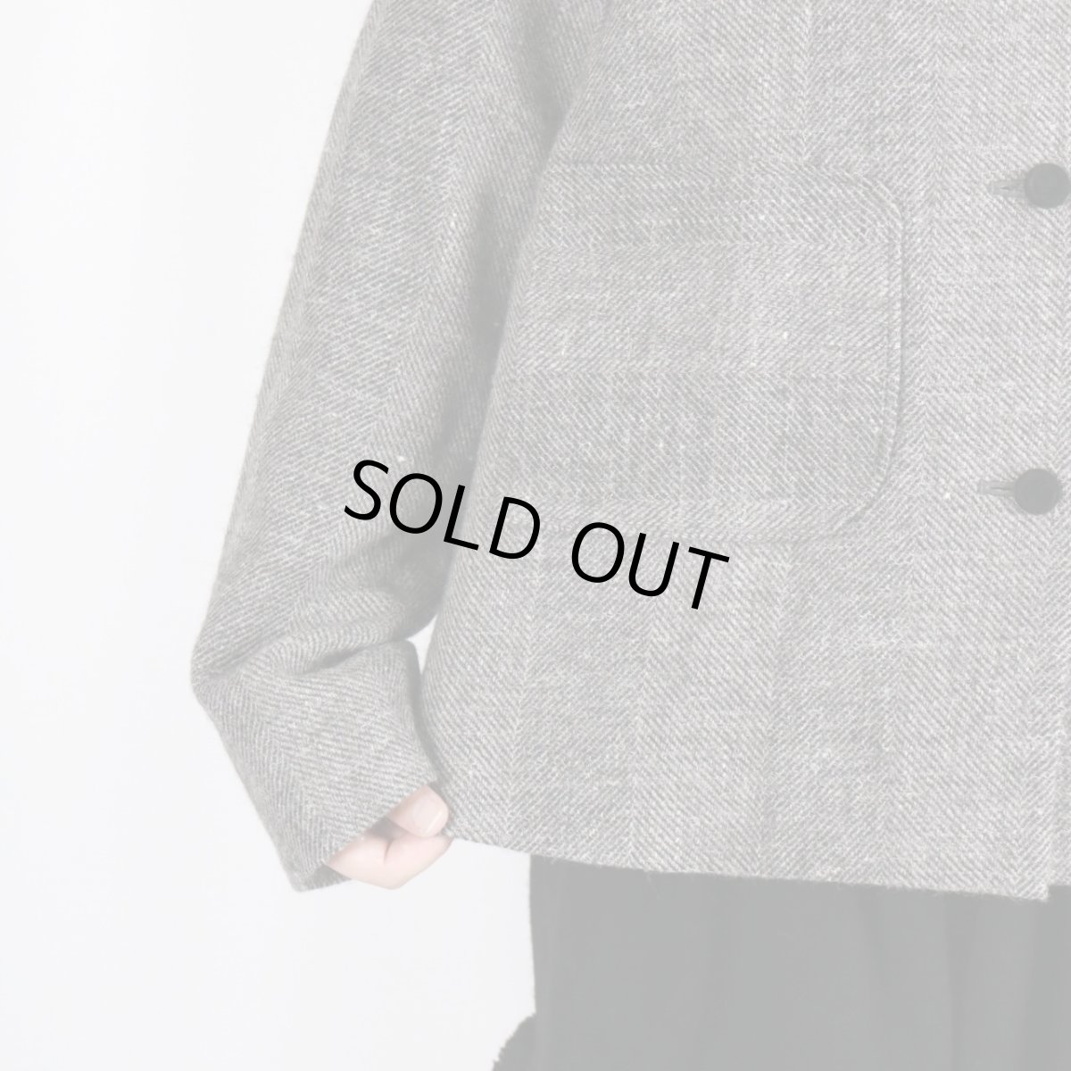 画像9: MAGALI シェットランドウールリネン・フラットカラージャケット／グレイ (9)