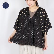 画像1: SOIL  VOILE DOT PRINT(PATCHWORK) V-NECK FRARED SLEEVE PULLOVER  2色 (1)
