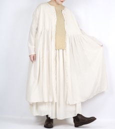 画像19: maison de soil 80s ORGANIC COTTON SMALL CHECK&VOILE PLAIN(OVER DYE) CREW NECK BUTTON SHIRT MAXI DRESS WITH PINTUCK 2色 (19)