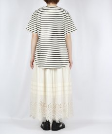 画像8: tumugu スープレコットン ボーダー天竺 裾ラウンド 半袖ロングT 2色 (8)