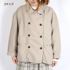 画像1: ARMEN　COTTON LINEN OVERDYE ROUND COLLAR DOUBLE JACKET　２サイズ (1)