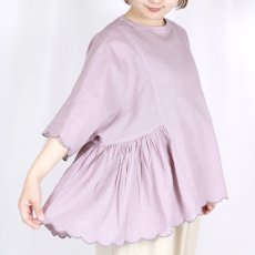 画像3: tumugu:　スカラップ刺繍 コットンリネンボイル 5分袖プルオーバー　3色 (3)