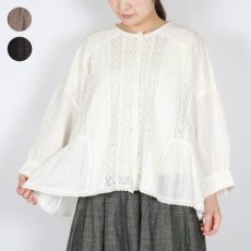 画像1: tumugu:  コットンリネン ボイルレース ブラウス  3色 (1)