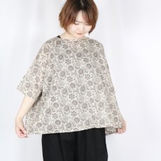 画像1: SOIL  80s VOILE TWO TONE FLOWER PRINT GATHERED SMOCK (1)