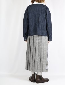 画像12: O'NEIL OF DUBLIN　IRISH LINEN PATCHWORK LOW WAIST PLEATS WRAP SKIRT LENGTH 80cm (WITH PIN)　2色 (12)