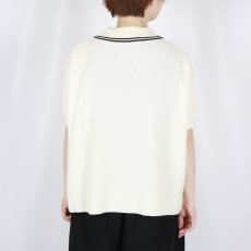 画像3: NARU  スノーコットン ラインポロ衿ニット (3)