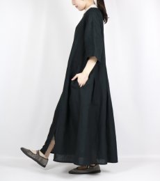 画像26: blue willow リネン平織り衿配色タックワンピース 3色 (26)