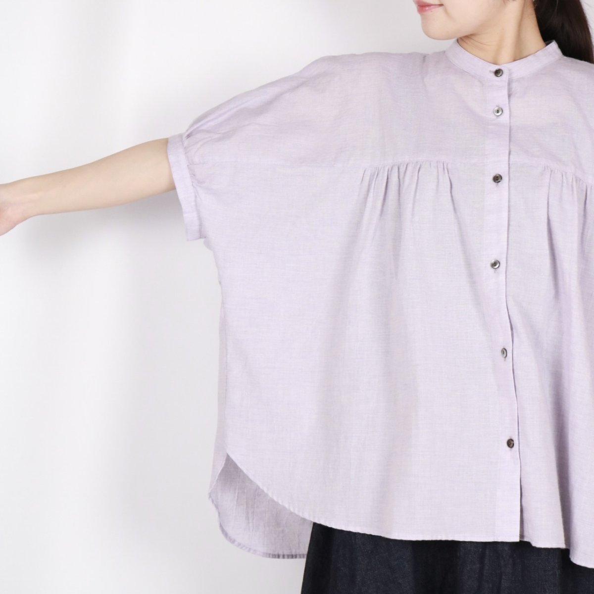 画像18: LUEUF   バンドカラー ギャザーシャツ  2色 (18)