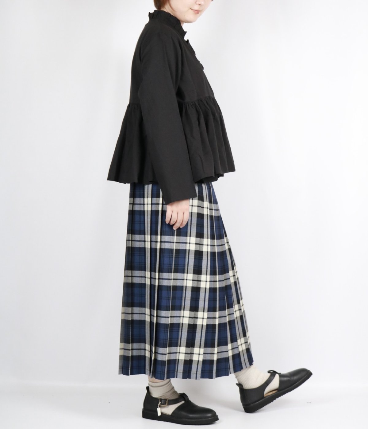 画像15:  O'NEIL OF DUBLIN WORSTED WOOL LOW WAIST PLEATS WRAP SKIRT LENGTH 80cm (WITH PIN) 4色 (15)