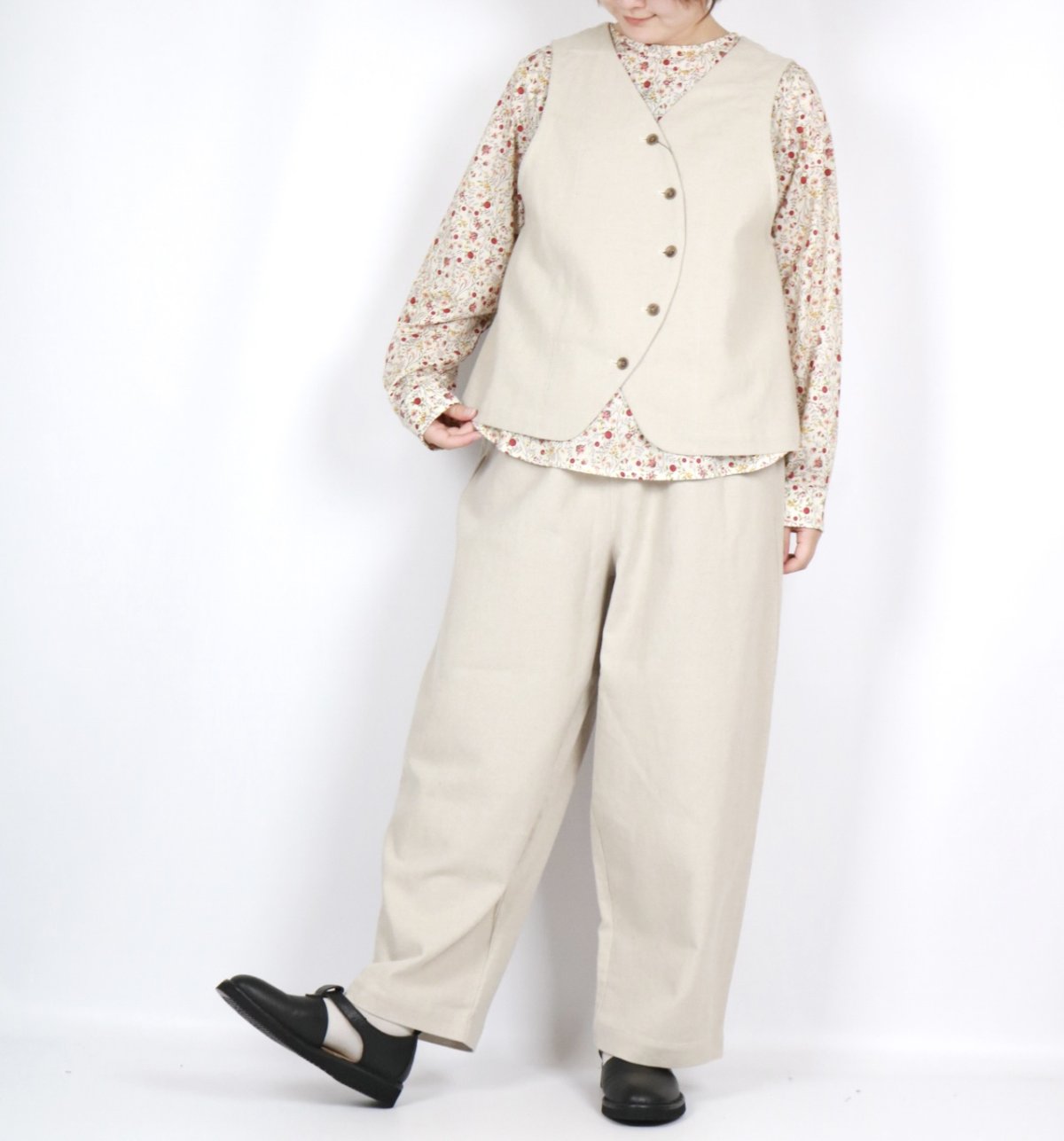 画像5: nachukara 綿麻先染ツイル フロントカーブ2wayベスト 3色 (5)