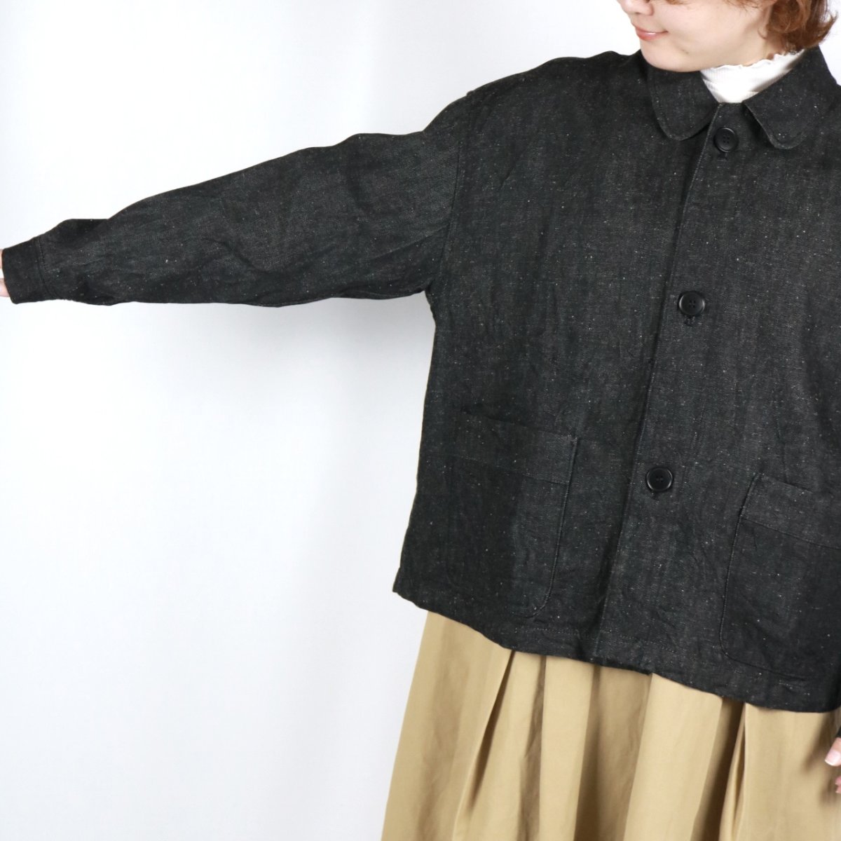 画像20: LABORATORY　ネップデニム フレンチワークジャケット　2色 (20)