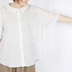 画像5: NARU 80ローンリップルシンプルドット ワイドカラーシャツ 2色 (5)