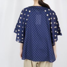 画像21: SOIL  VOILE DOT PRINT(PATCHWORK) V-NECK FRARED SLEEVE PULLOVER  2色 (21)
