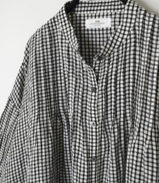 画像13: SOIL  60s LINEN CHECK BANDED COLLAR 3/4SL PINTUCK SHIRT (13)