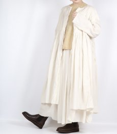 画像20: maison de soil 80s ORGANIC COTTON SMALL CHECK&VOILE PLAIN(OVER DYE) CREW NECK BUTTON SHIRT MAXI DRESS WITH PINTUCK 2色 (20)