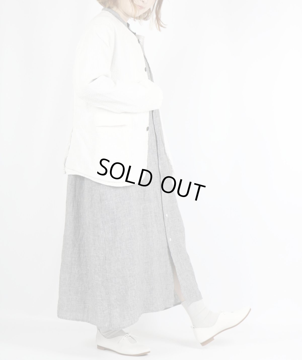 画像29: Vas-y Lentement　SEERSUCKER PLAIN OVERDYE SIDE VENTS NO COLLAR JACKET　2色 (29)