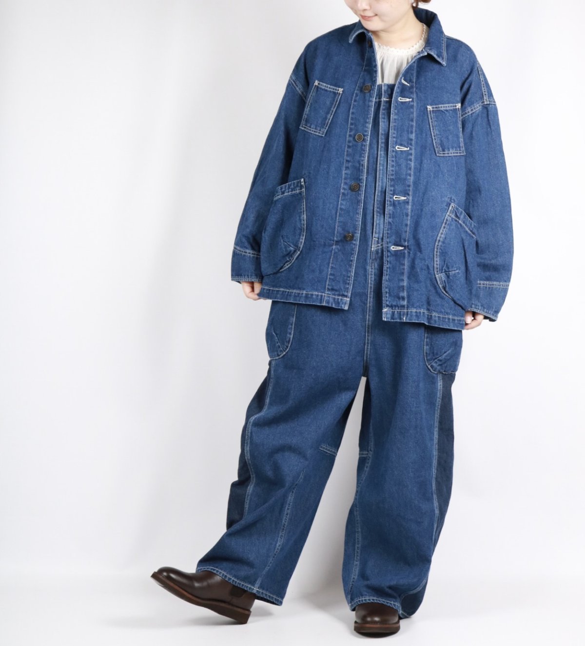 画像18: tumugu: 10ozデニムサロペット FADE BLUE (18)