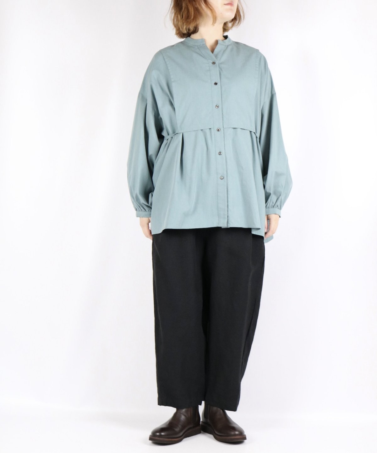 画像23: 40%OFF SALE!  LUEUF　サスティナブルコットンレーヨン ヴィンテージクロス クラシカル キーネックプルオーバー　2色 (23)