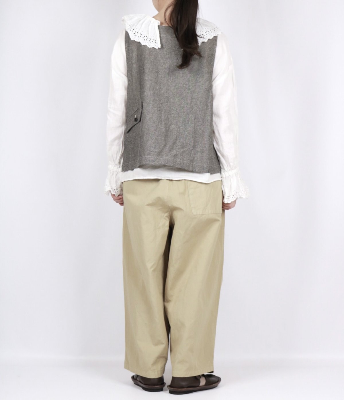 画像21: nachukara 綿麻先染ツイル フロントカーブ2wayベスト 3色 (21)