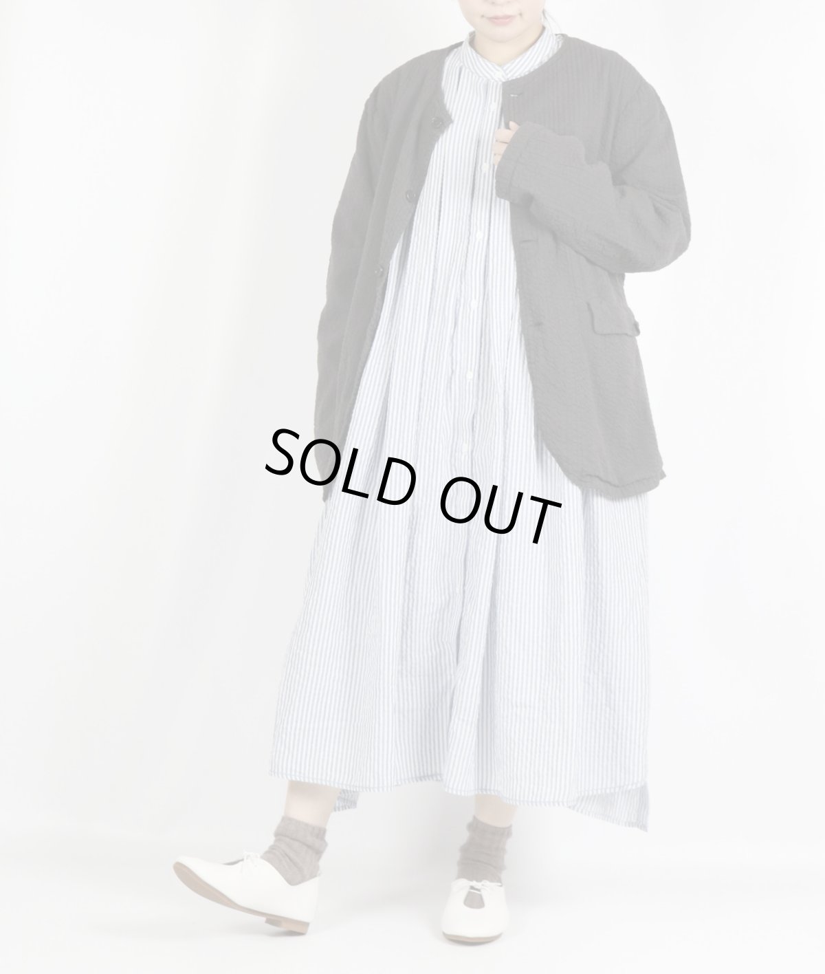 画像10: Vas-y Lentement　SEERSUCKER PLAIN OVERDYE SIDE VENTS NO COLLAR JACKET　2色 (10)