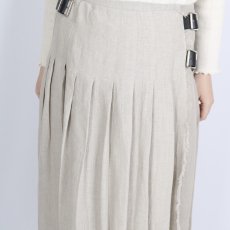 画像5: O'neil of dublin    IRISH LINEN LOW WAIST PLEATS WRAP SKIRT 80cm (WITH PIN)80丈　STONE BEIGE (5)