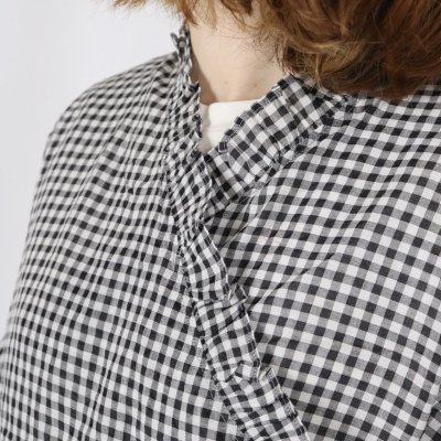 画像3: maison de soil  HANDWOVEN COTTON/SILK GINGHAM CHECK FRILL CASHE COUER  2色