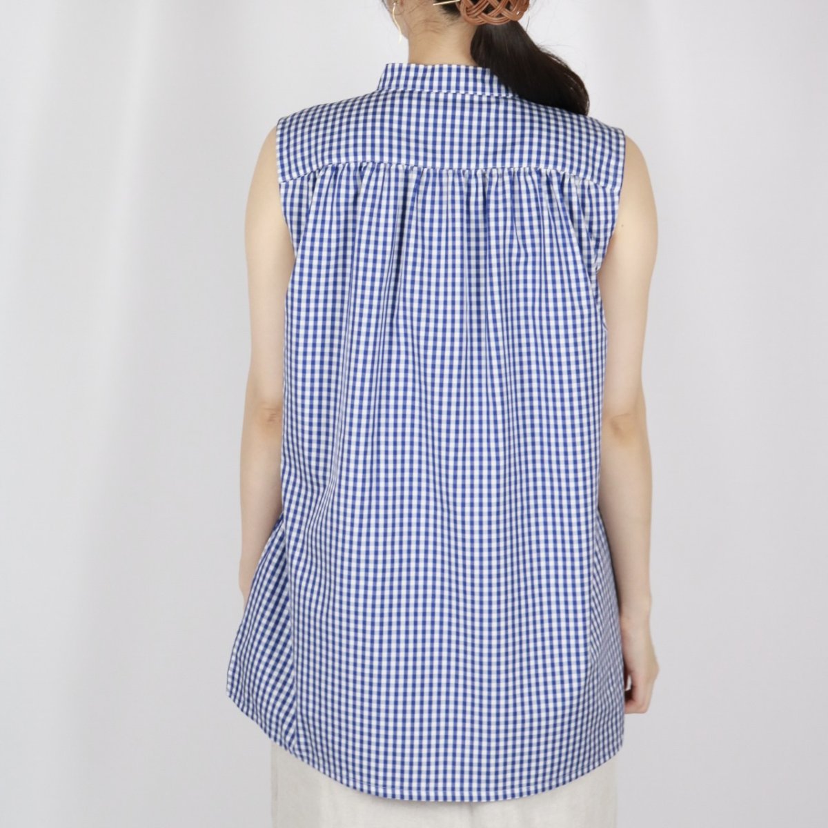 画像3: Vent d'ouest ギンガムチェッククールマックスノースリーブシャツ　2色 (3)