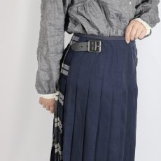 画像20: O'NEIL OF DUBLIN　IRISH LINEN PATCHWORK LOW WAIST PLEATS WRAP SKIRT LENGTH 80cm (WITH PIN)　2色 (20)